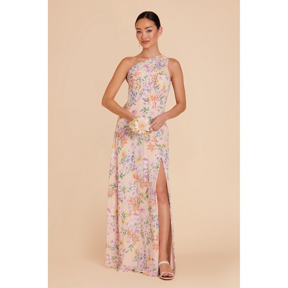 Birdy Grey Kira Chiffon Botanical Blooms One Shoulder Dress Bridesmaid XXL
